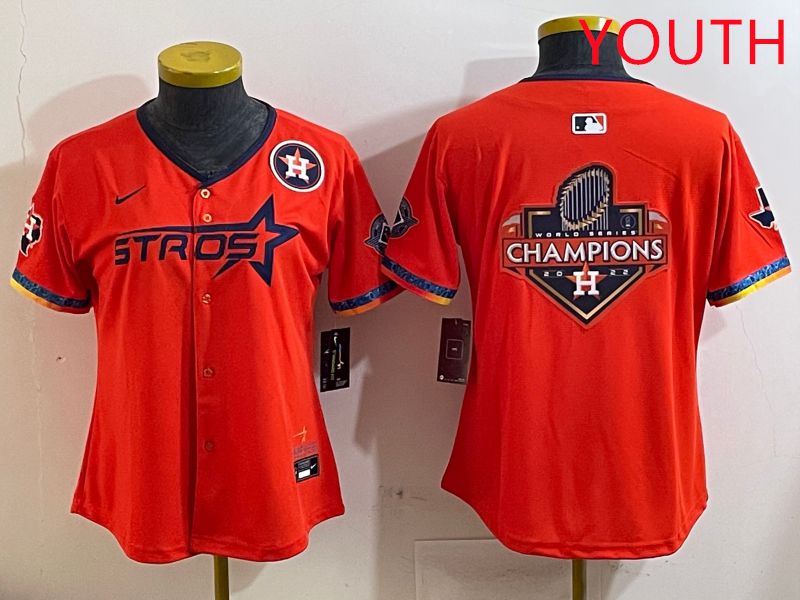 Youth Houston Astros Blank Orange Fourth generation Joint Name 2025 Nike MLB Jersey style 13->youth mlb jersey->Youth Jersey